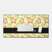 イエローハイビスカス，オレンジハイビスカス，お名前 デスクマット (キーボード&マウス)