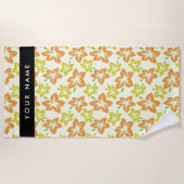 イエローハイビスカス，オレンジハイビスカス，お名前 ビーチタオル (正面)