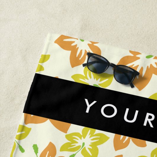 イエローハイビスカス，オレンジハイビスカス，お名前 ビーチタオル (インサイチュ)