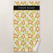 イエローハイビスカス，オレンジハイビスカス，お名前 ビーチタオル (正面)