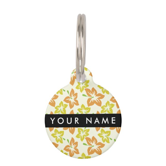 イエローハイビスカス，オレンジハイビスカス，お名前 ペット　ネームタグ (正面)