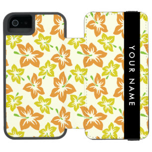 イエローハイビスカス，オレンジハイビスカス，お名前 iPhone SE/5/5sウォレットケース