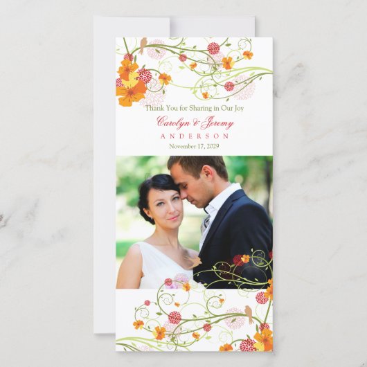 イエローハイビスカス&スワローズのフローラ結婚の写真 サンキューカード (正面)