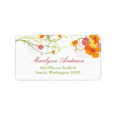 イエローハイビスカス&スワローズのフローラ結婚アドレス ラベル (正面)