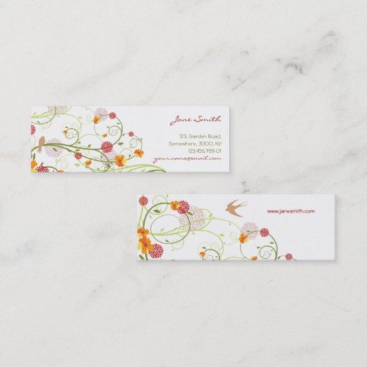 イエローハイビスカス&スワローズエレガントフローラ園 スキニー名刺 (正面/裏面)
