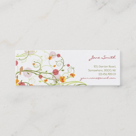 イエローハイビスカス&スワローズエレガントフローラ園 スキニー名刺 (正面)