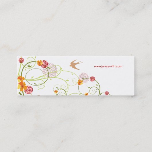 イエローハイビスカス&スワローズエレガントフローラ園 スキニー名刺 (裏面)