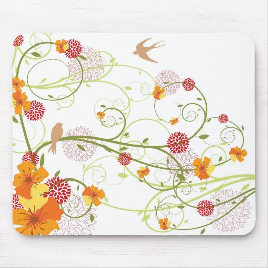 イエローハイビスカス&スワローズエレガントフローラ園 マウスパッド (正面)