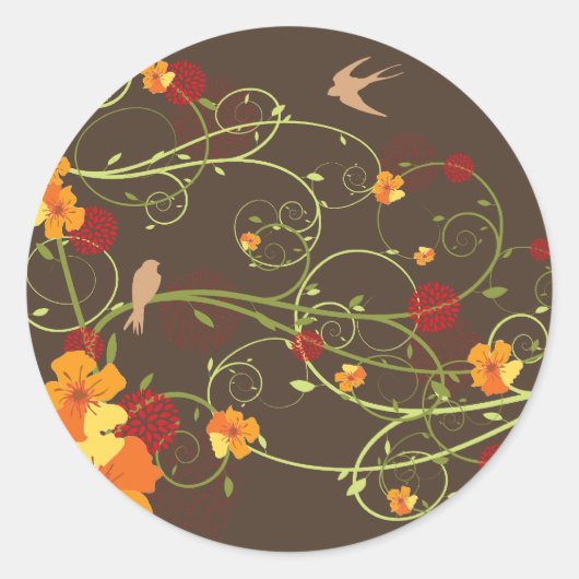 イエローハイビスカス&スワローズエレガントフローラ園 ラウンドシール (正面)