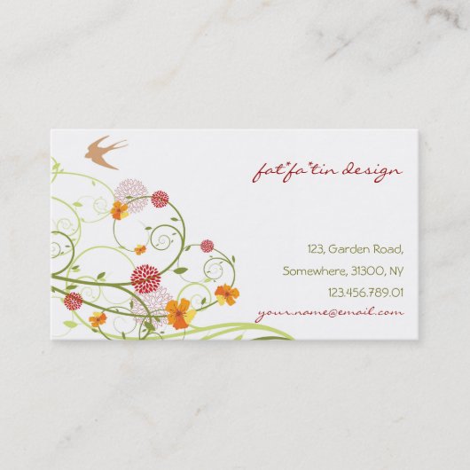 イエローハイビスカス&スワローズエレガントフローラ園 名刺 (正面)