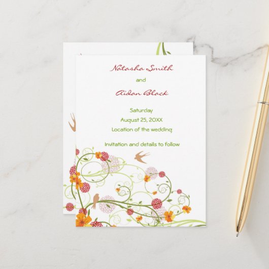 イエローハイビスカス&スワローズフローラ保存日 案内ポストカード (正面/裏面インサイチュ)