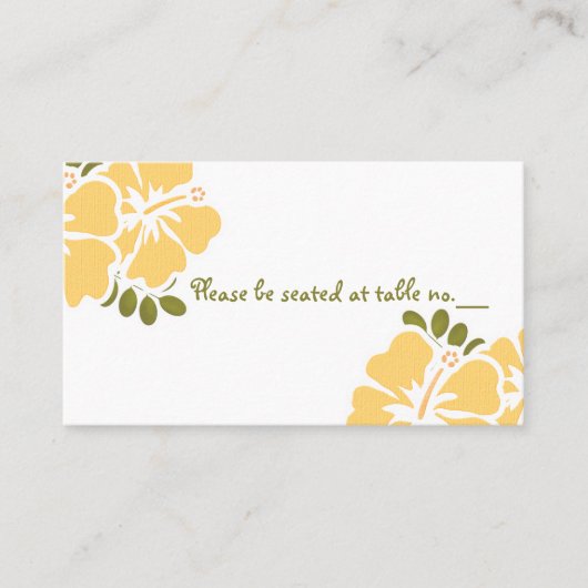 イエローハイビ結婚スカスのテーブル座席表 プレイスカード (正面)