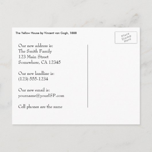 イエローハウスバイビンセント・ヴァンゴッホ住所の変更 案内ポストカード (裏面)