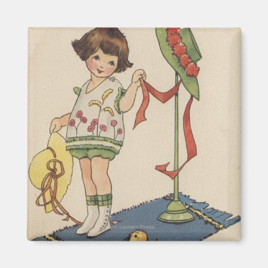 イエローハットとシックの女の子 マグネット (正面)