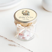 イエローハッピーイースターバニー ラウンドシール