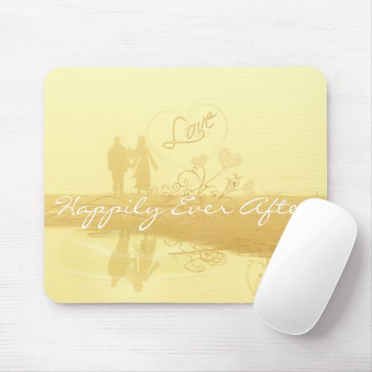 イエローハッピーエバーアフタービーチ結婚式 マウスパッド (マウス)