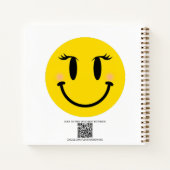 イエローハッピーガーリー顔、おもしろいパーソナライズされた ノートブック (裏面)
