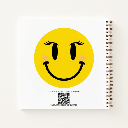 イエローハッピーガーリー顔、おもしろいパーソナライズされた ノートブック (裏面)