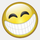 イエローハッピースミリー顔スタンプ ラウンドシール (正面)