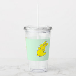 イエローハッピーバニーズオンティール（緑がかった色） アクリルタンブラー