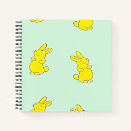 イエローハッピーバニーズオンティール（緑がかった色） ノートブック