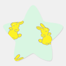 イエローハッピーバニーズオンティール（緑がかった色） 星シール