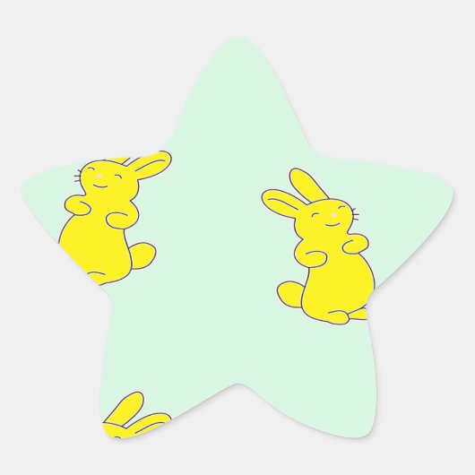 イエローハッピーバニーズオンティール(緑がかった色) 星シール (正面)