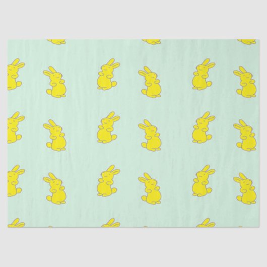 イエローハッピーバニーズオンティール(緑がかった色) 薄葉紙 (正面)