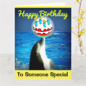 イエローハッピーバースデードルフィンアートカード カード (黄色い花)