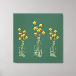 イエローハッピービリーボタン花オーストラリア美術 キャンバスプリント