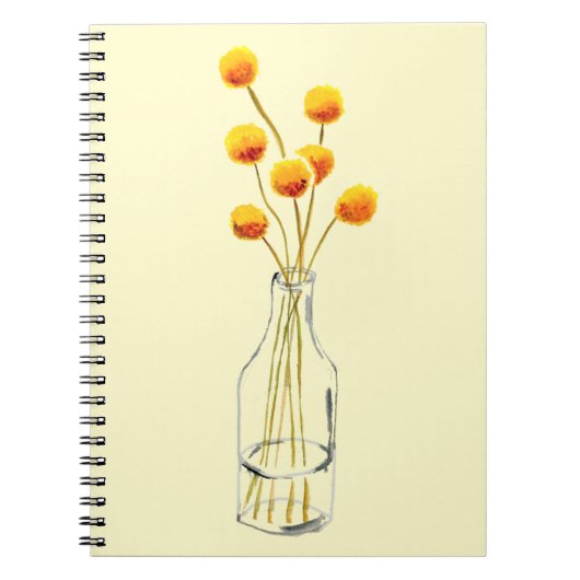 イエローハッピービリーボタン花オーストラリア美術 ノートブック (正面)