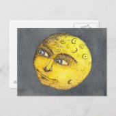 イエローハッピームーン顔はがき ポストカード (正面/裏面)