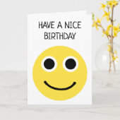 イエローハッピー笑顔顔絵文字誕生日 カード (黄色い花)