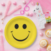 イエローハッピー顔誕生日かわいい紙プレート ペーパープレート (パーティー)