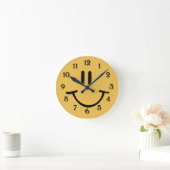 イエローハッピー顔 ラウンド壁時計 (ホーム)