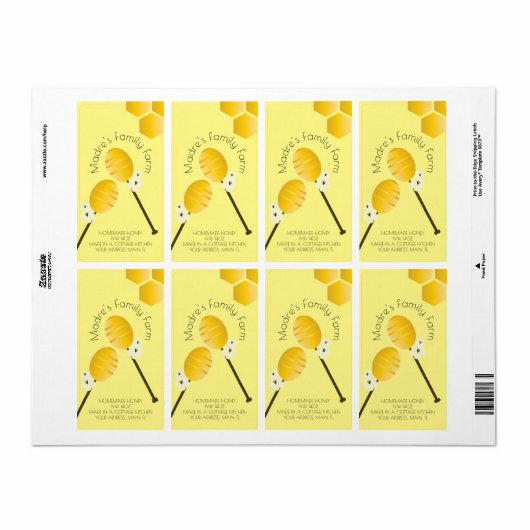 イエローハニースティック自家製ファームビジネスラベル ラベル (フルシート)