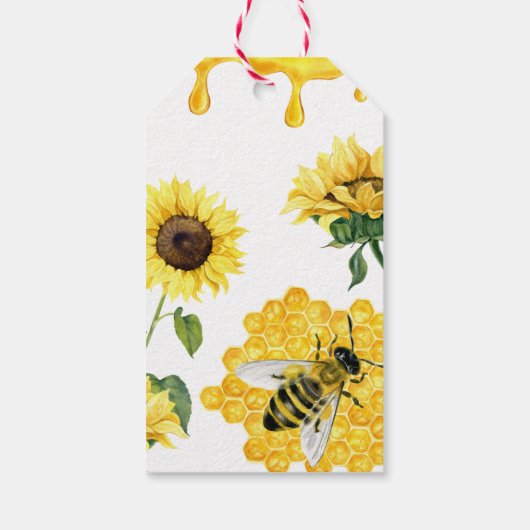 イエローハニーヒマワリ蜂ベビーシャワーありがとう ギフトタグ (裏面)