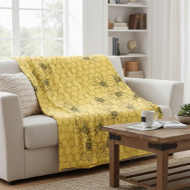 イエローハニービーズ&ハニーコーム フリースブランケット