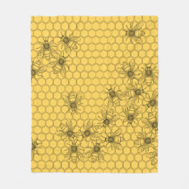 イエローハニービーズ&ハニーコーム フリースブランケット