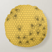 イエローハニービーズ&ハニーコーム ラウンドクッション (正面)