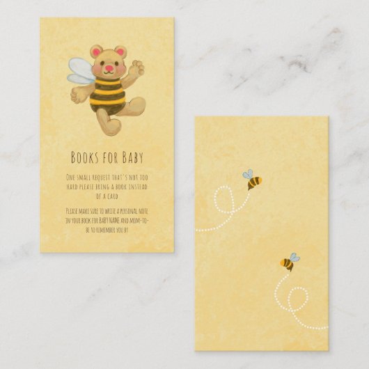 イエローハニービー熊ベビーシャワー予約リクエスト エンクロージャーカード (正面/裏面)
