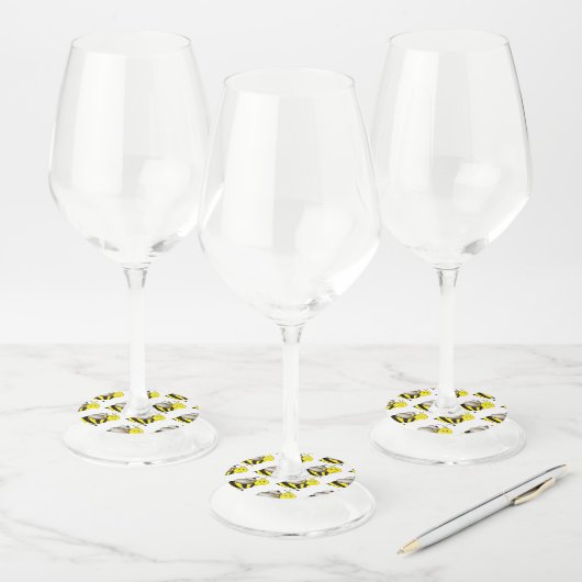 イエローハニービー（昆虫）マルハナバチハッピーデイビーデイ ワイングラスタグ (セット)