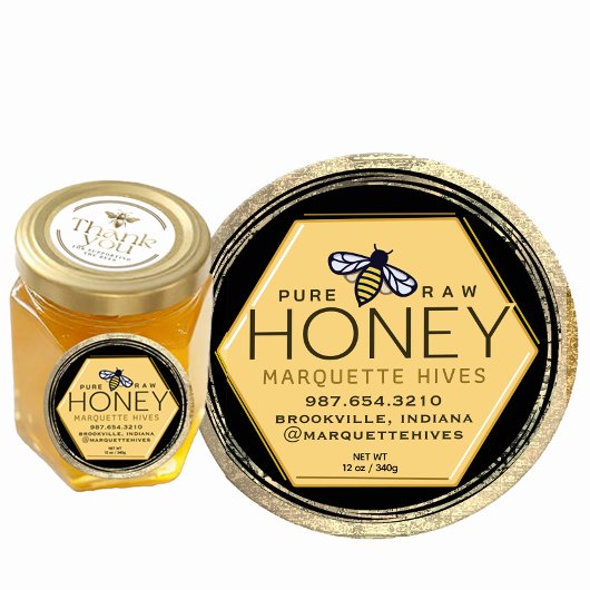 イエローハニー六角ビー動揺して金ゴールド枠 ラウンドシール