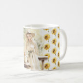 イエローハニー ブロンド 女性 花柄 コーヒーマグカップ (正面右)