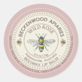 イエローハネビーリップバームラベルアパティラ縁どバラ ラウンドシール (正面)