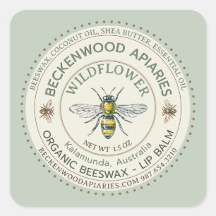 イエローハネビーLIP BALMラベルビーキーパーセージ スクエアシール