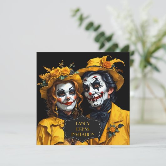 イエローハロウィーンのメイクアップカリカチュア 招待状 (スタンド正面)