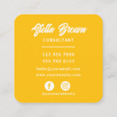 イエローハローシックはっきりした文字 スクエア名刺 (裏面)