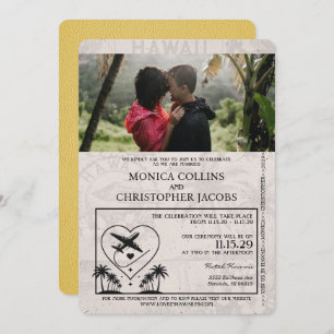 イエローハワイパスポート結婚式招待状 招待状