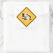 イエローハングオーバー警告標識シール スクエアシール (バッグ)